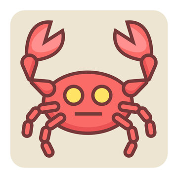 recommend clip art: Filled color outline icon for crab.