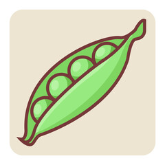 Filled color outline icon for peas.