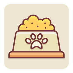 Filled color outline icon for pet food.