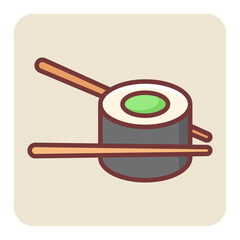 Filled color outline icon for sushi.