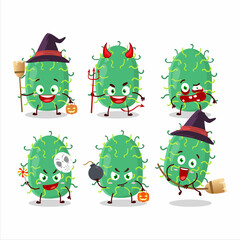 Halloween expression emoticons with cartoon character of zygote virus