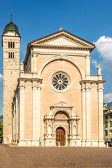 Fototapeta premium View at the Church of Santa Maria Maggiore in the streets of Trento - Italy