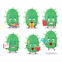 A picture of zygote virus cartoon character concept reading an amusing book