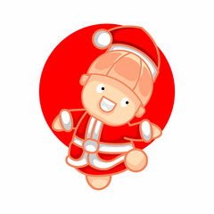 cute little boy logo illustration wearing christmas costume vector