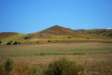 Fototapeta na wymiar The splendid colors of nature in the central Dobrogea Plateau at the beginning of autumn