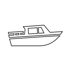 The boat icon. Linear drawing of the boat. A vehicle for moving on water. Vector illustration isolated on a white background for design and web.