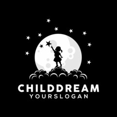 Naklejka premium Child dream logo design illustration vector