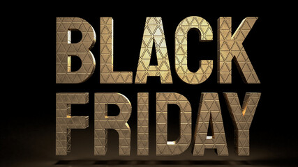 Black Friday gold text for offer or promotion shopping concept  3d rendering