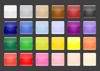 Multicolored glossy square button vector illustration