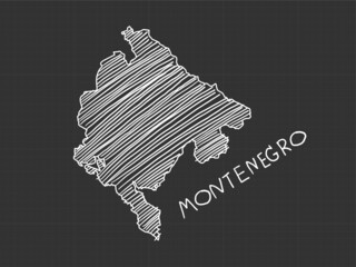 Montenegro map freehand sketch on black background.