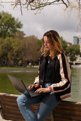 teleworking, laptop, woman, people, book, internet, computer, park, student, technology, happiness, girls, outdoors, education, two, couple