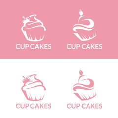 Cupcake Logo Icon. Set of vector bakery logos. labels, badges and design elements