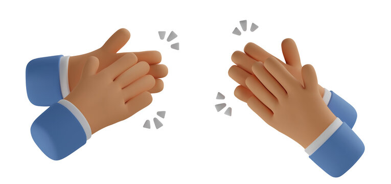 3d icon clapping hands gesture. Vector cartoon applause clip art. Realistic illustration for social media