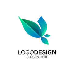 Fototapeta na wymiar leafs and organic logo design