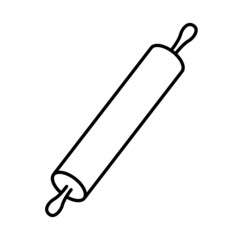 Kitchen rolling pin in outline style isolated on white background. Kitchen tool icon