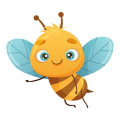 Cute honey bee flying insect cartoon vector illustration on white background