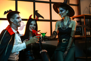 People having fun at Halloween party