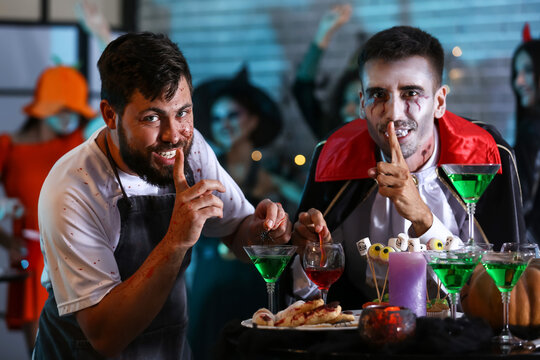 People having fun at Halloween party