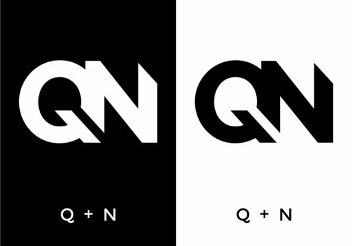 Black and white color of QN initial letter