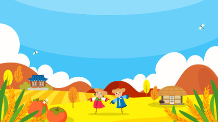 Obraz na płótnie Canvas Fall in Korea background vector illustration. Beautiful Korea Autumn landscape