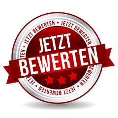 Siegel Button Banner - Jetzt bewerten - in rot und silber
