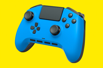 Realistic blue joystick for video game controller on yellow background © Vasyl Onyskiv