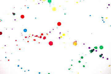 Acrylic Paint Splatters and Lines on White Bckground