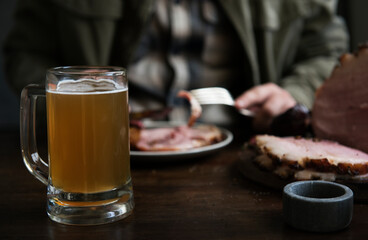 A glass of beer on the table
