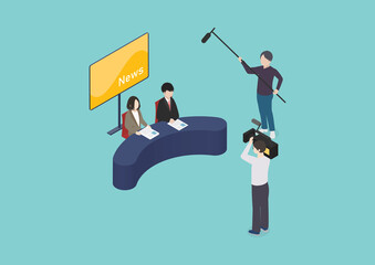 ニュース・報道番組・番組制作のイラスト素材｜mayucolor01