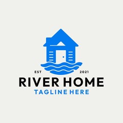 Modern River Home Logo Vector