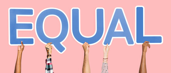 Blue letters forming the word equal