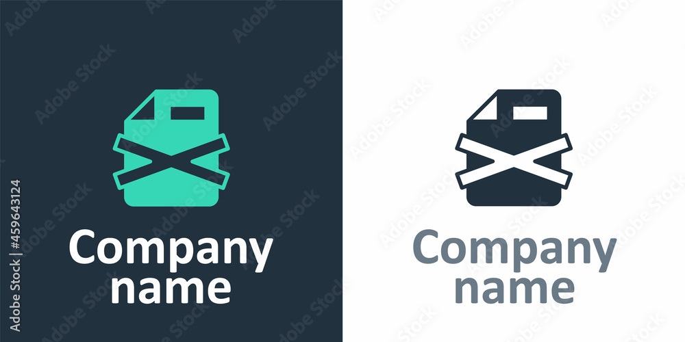 Poster logotype delete file document icon isolated on white background. rejected document icon. cross on pa