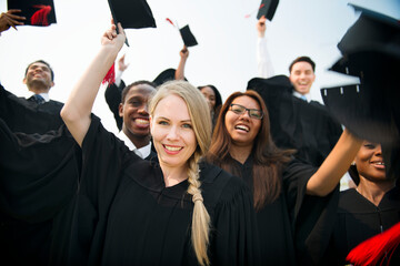 Group of diverse graduating students