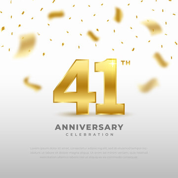 41th anniversary celebration with gold glitter color and white background. Vector design for celebrations, invitation cards and greeting cards.