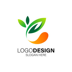 leaf and oil for CBD oil logo design