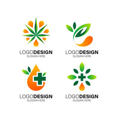 leaf and oil for CBD oil logo design