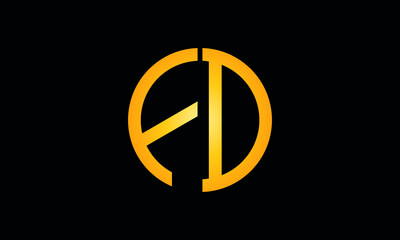 Alphabet fd OR df monogram abstract emblem vector logo template