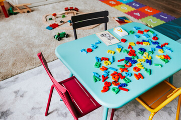 Interior design of a kindergarten classroom