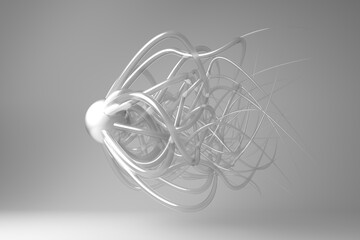 Three dimensional render of glass creature with large number of tentacles