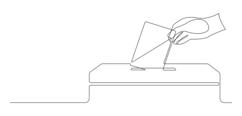 Continuous one line drawing of a vote ballot box.