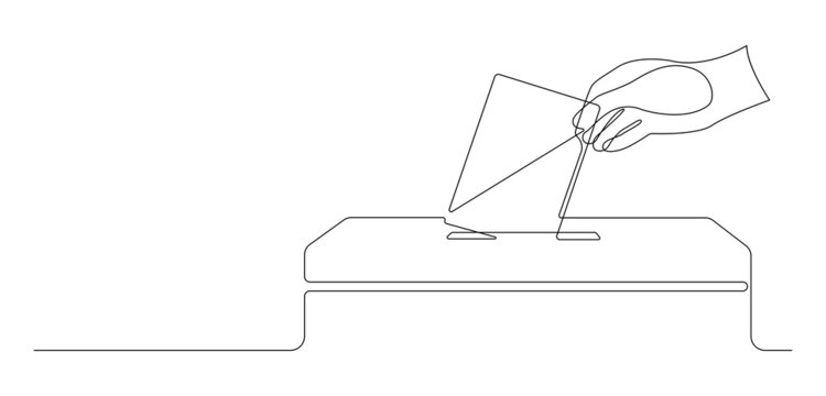 recommend clip art: Continuous one line drawing of a vote ballot box.