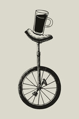 Monocycle with coffee logo business corporate identity illustration © Rawpixel.com