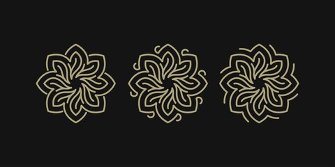Set of Abstract Elegant  Flower Ornament Logo Design