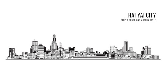 Cityscape Building Simple architecture modern abstract style art Vector Illustration design -  Hat Yai city