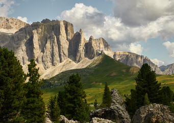 beautiful day in the italian Dolomites near Sella Pass