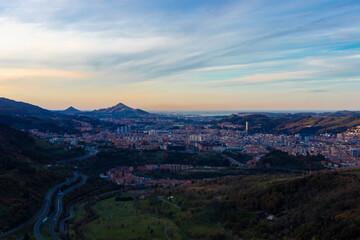 panoramic view of bilbao at sunset from mount malmasin