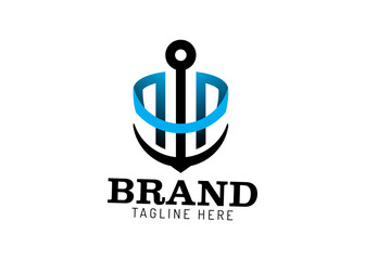 letter p and anchor logo forming people silhouette