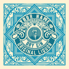 Whiskey label with old frames