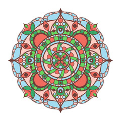 Colorful decorative mandala on white background