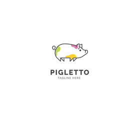 pig modern minimal line art vector logo design template isolated on white background